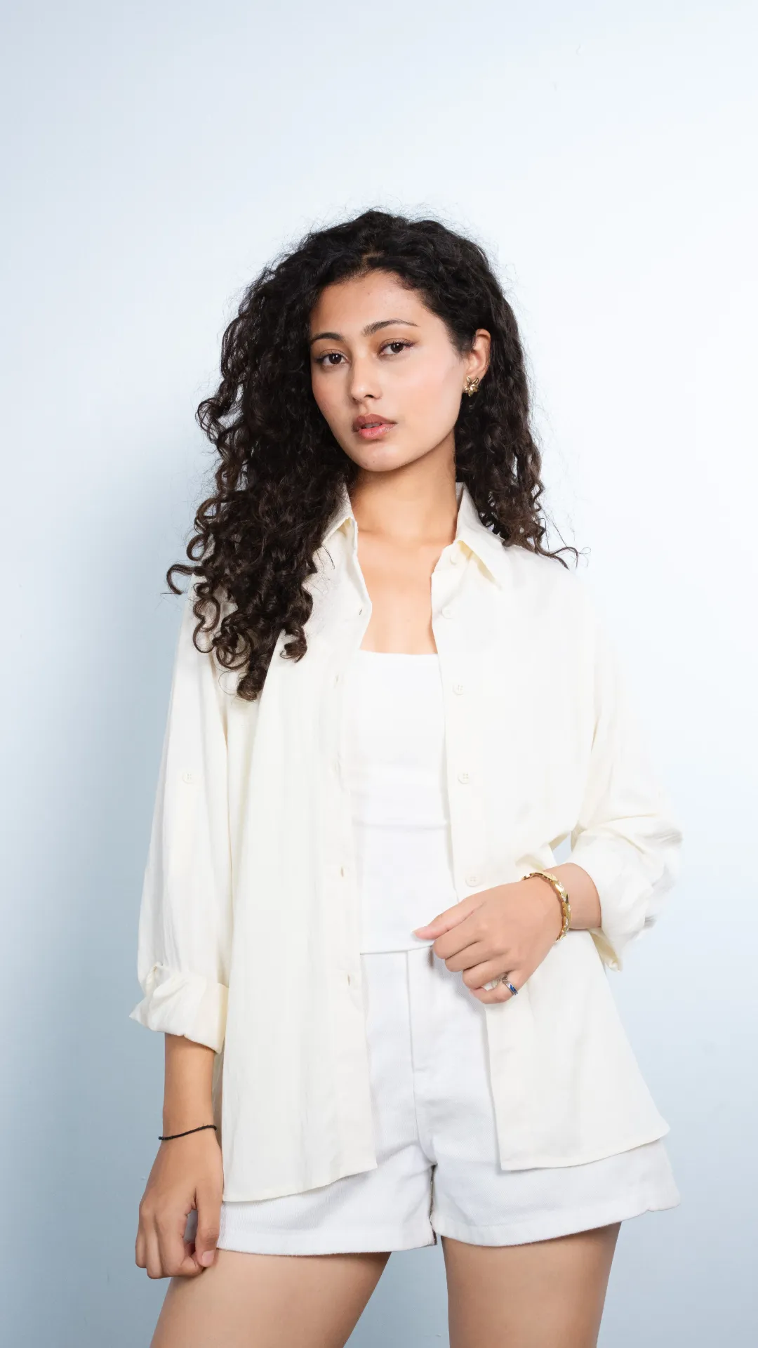 3.97999 HB SS26-250 TERAI SOLID SHIRT (CREAM, S)