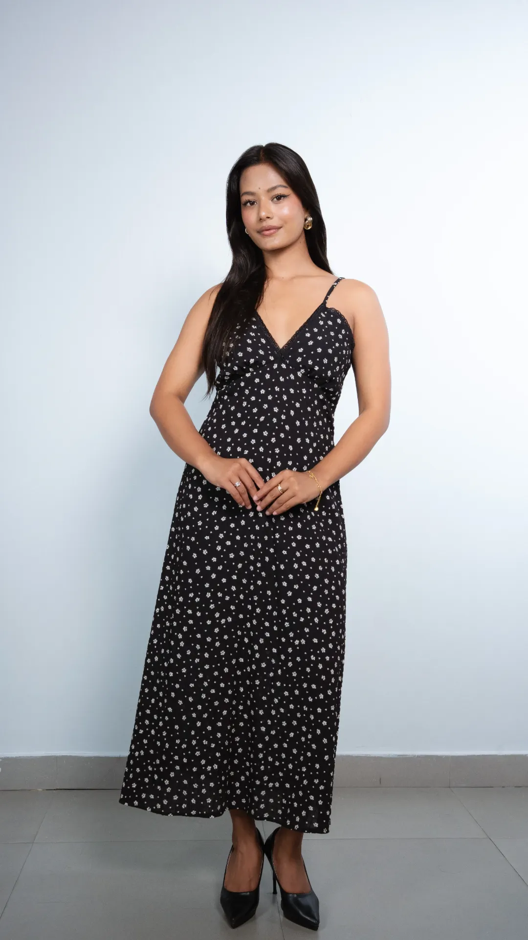 4.02416 HB SS26-252 BLOOM DRESS (BLACK, S)