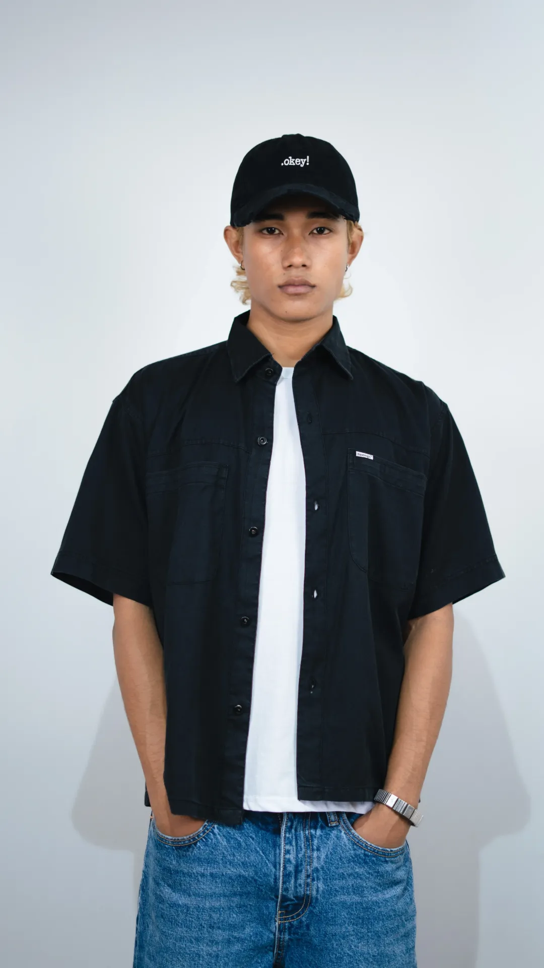 4.02750 BMNL SS26-28 TWILL BOXY FIT SHIRT (BLACK, M)
