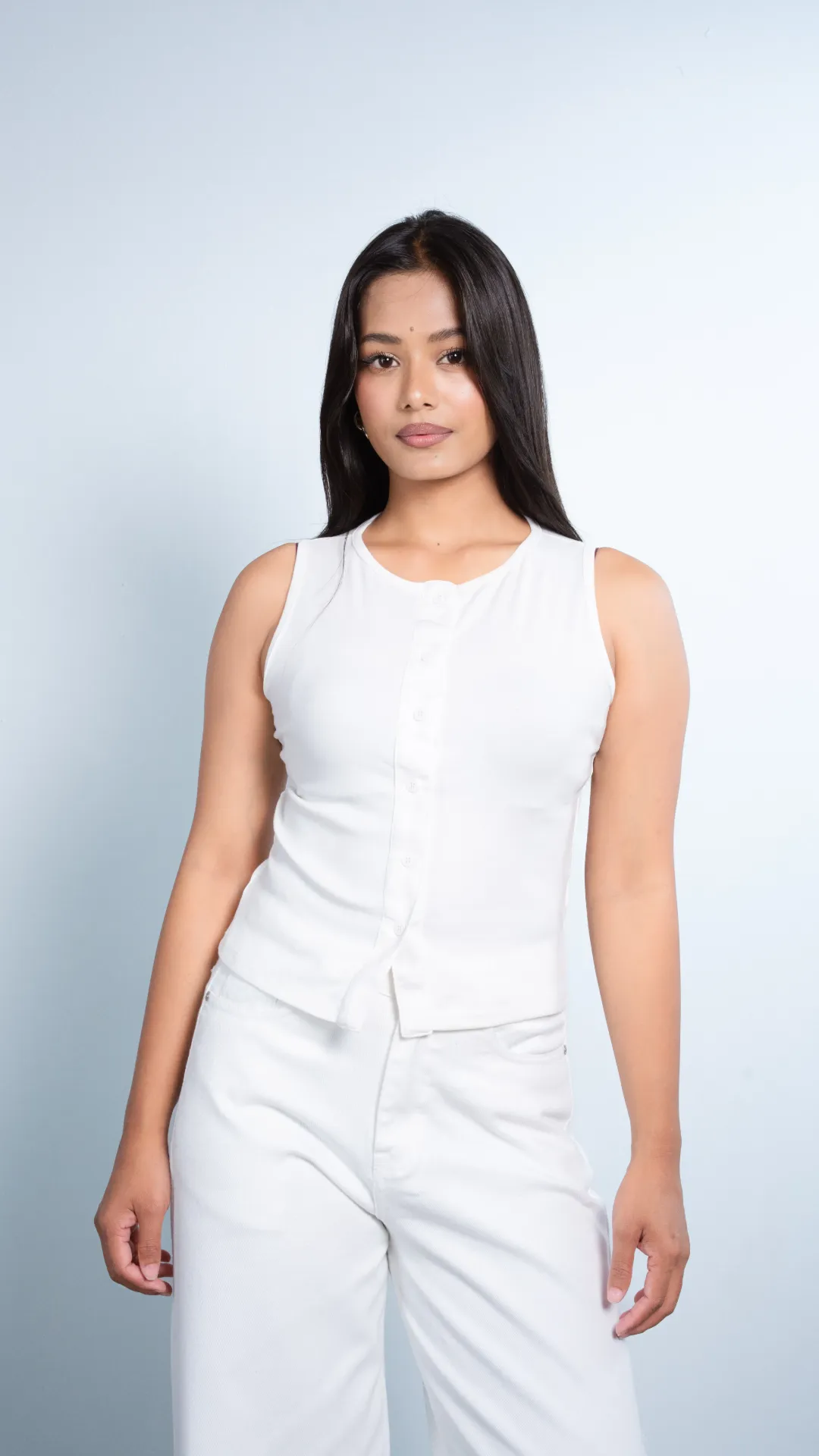 4.03508 HB SS26-307 ARIA BUTTON TOP (WHITE, S)