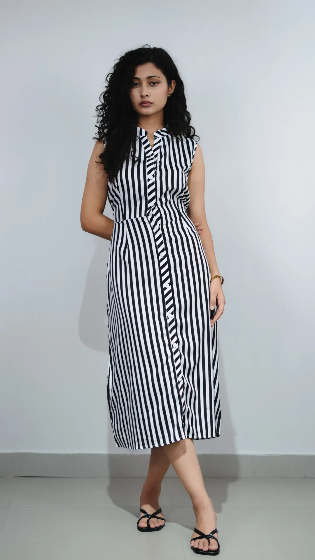 HB SS25-351 BUTTON UP LONG DRESS