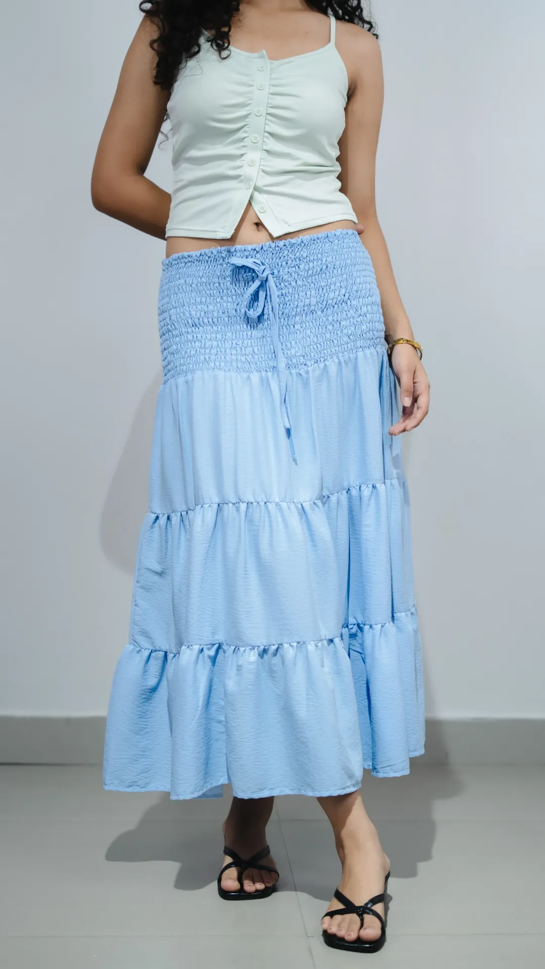 HB SS26-24 SMOKED WAIST MAXI SKIRT